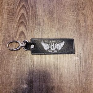 ROCK & REPUBLIC BLACK LEATHER KEYCHAIN KEY HOLDER